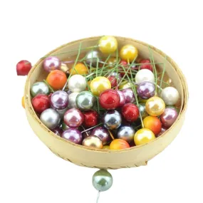 100pcs Super pearl Plastic Stamens Artificial Flower small Berries Cherry For Wedding Christmas Cake Box Wreaths Decoration