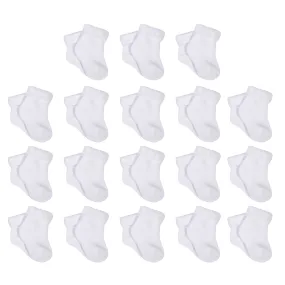 18-Pack White Terry Ankle Socks