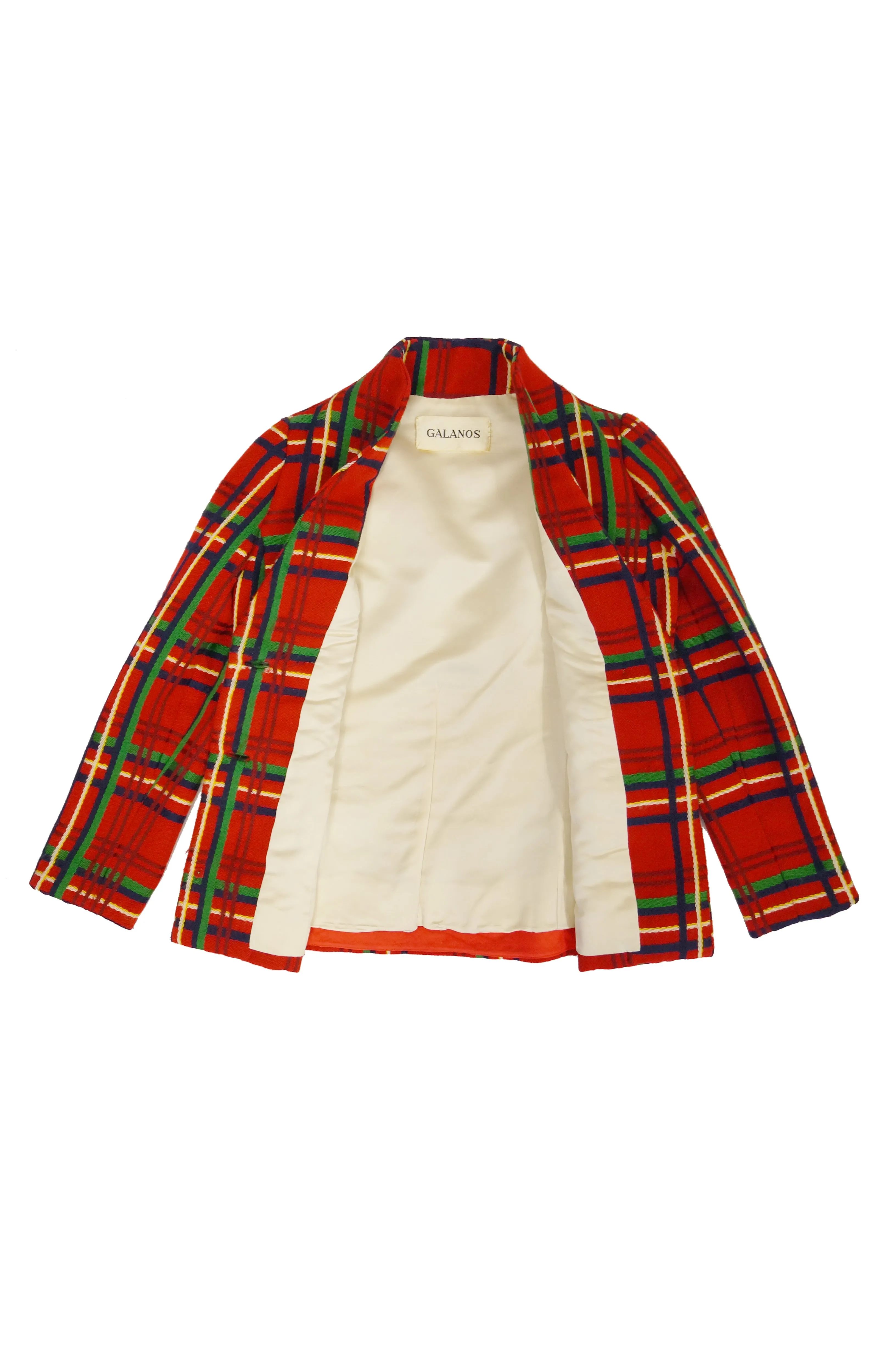 1970s Galanos Red Plaid Dress and Jacket