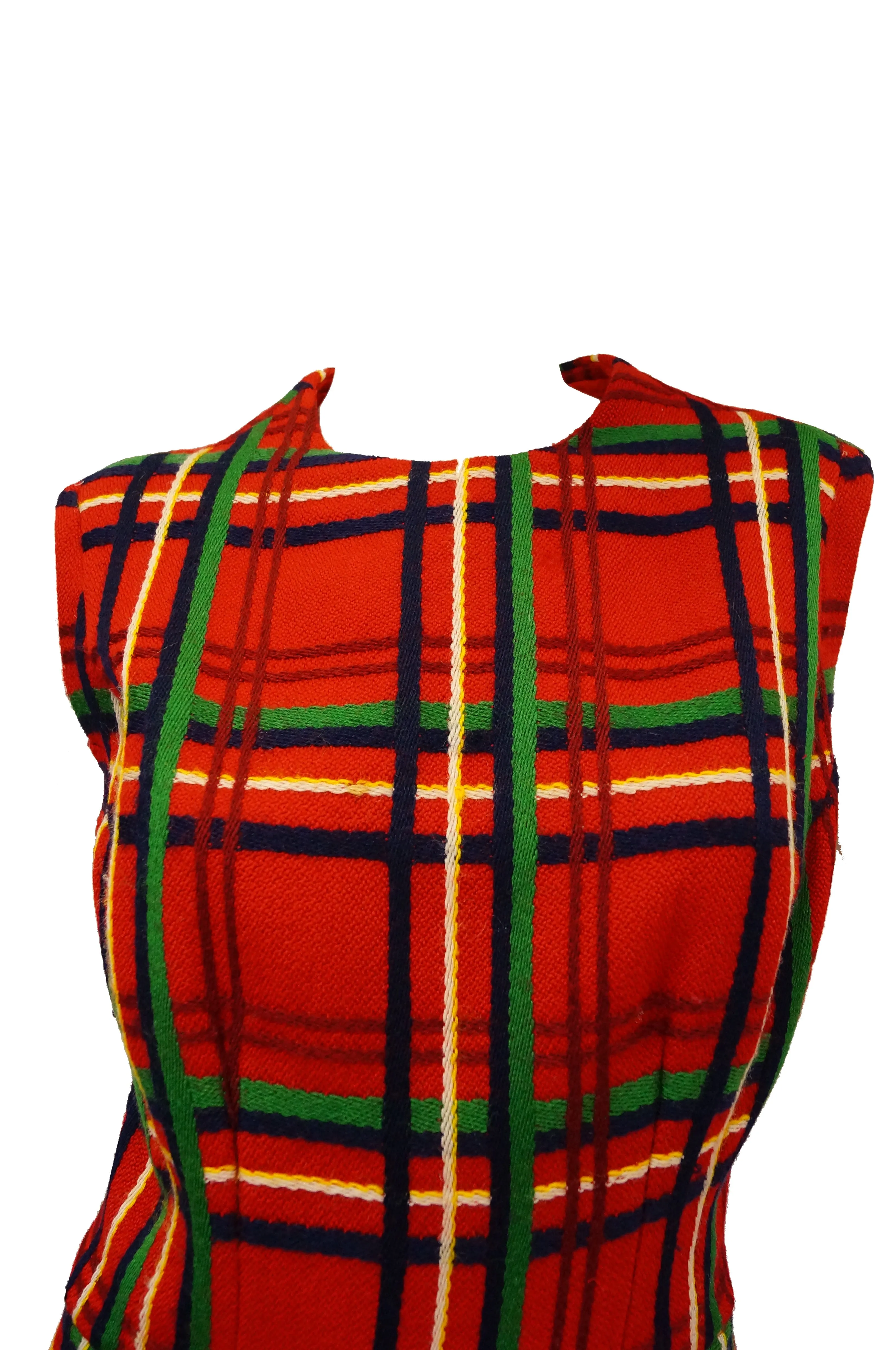 1970s Galanos Red Plaid Dress and Jacket