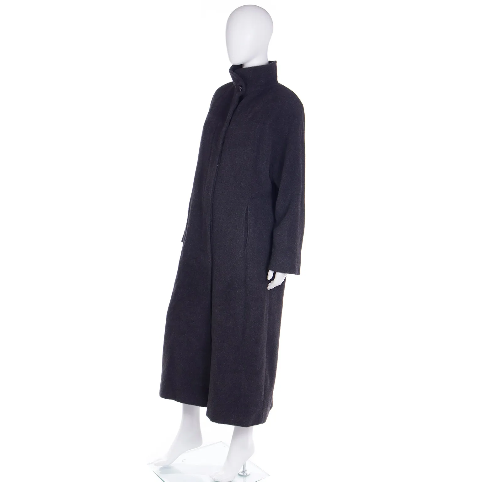 1990s Isaac Mizrahi Charcoal Grey Vintage Alpaca Coat