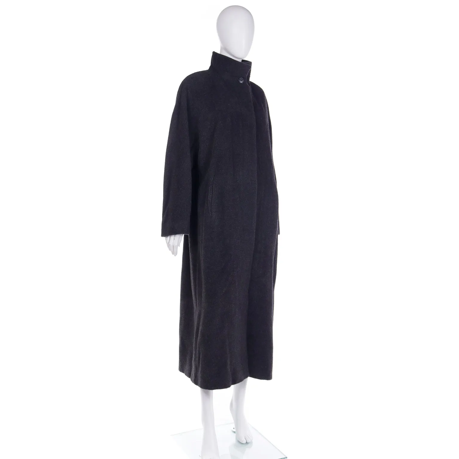 1990s Isaac Mizrahi Charcoal Grey Vintage Alpaca Coat