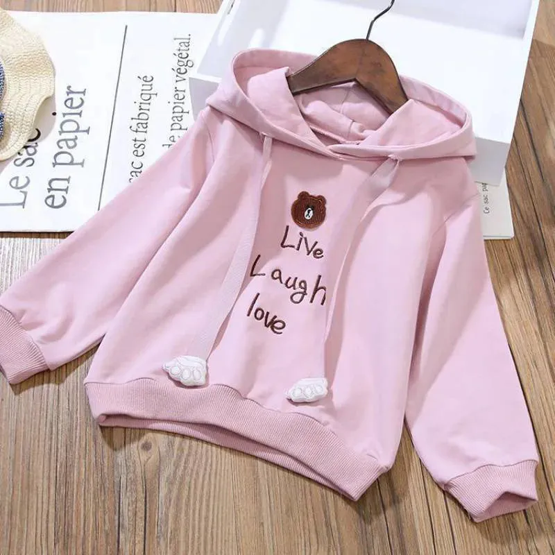 4 6 8 10 12 Years Girls Clothing Sets Cotton Cartoon Little Bear Hoodies   Pleated Skirt 2Pcs Suit For Children Birthday Present