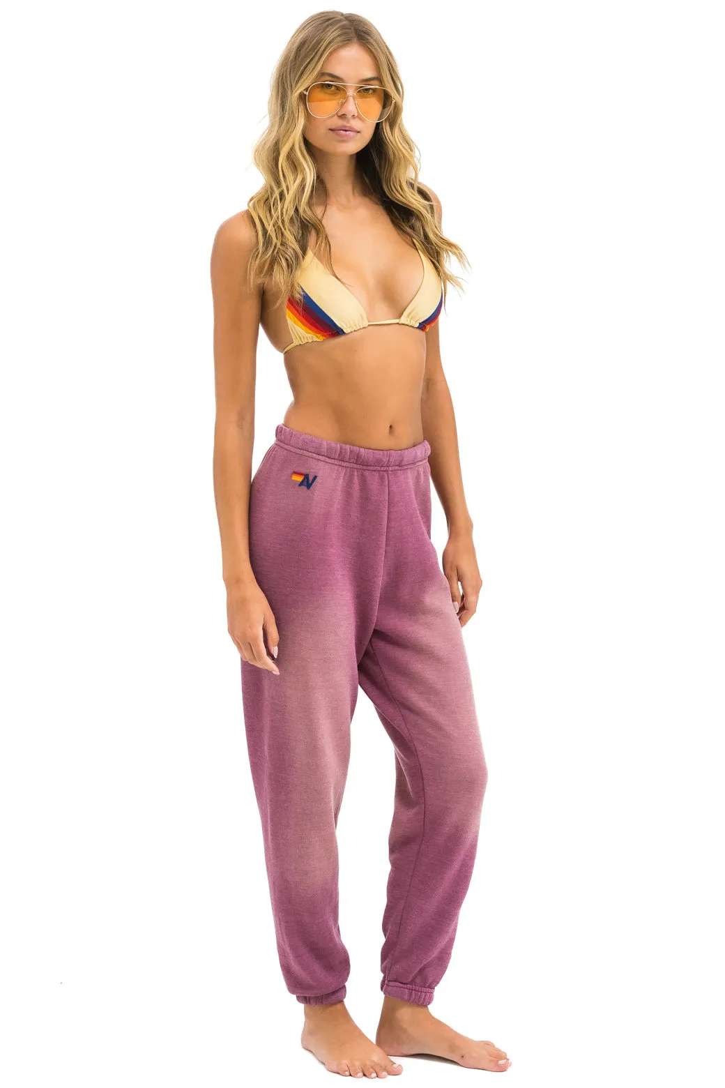 5 STRIPE SWEATPANTS - FADED BERRY