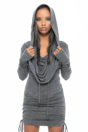 5D x Stellar Dust Cowl Hooded Mini Dress