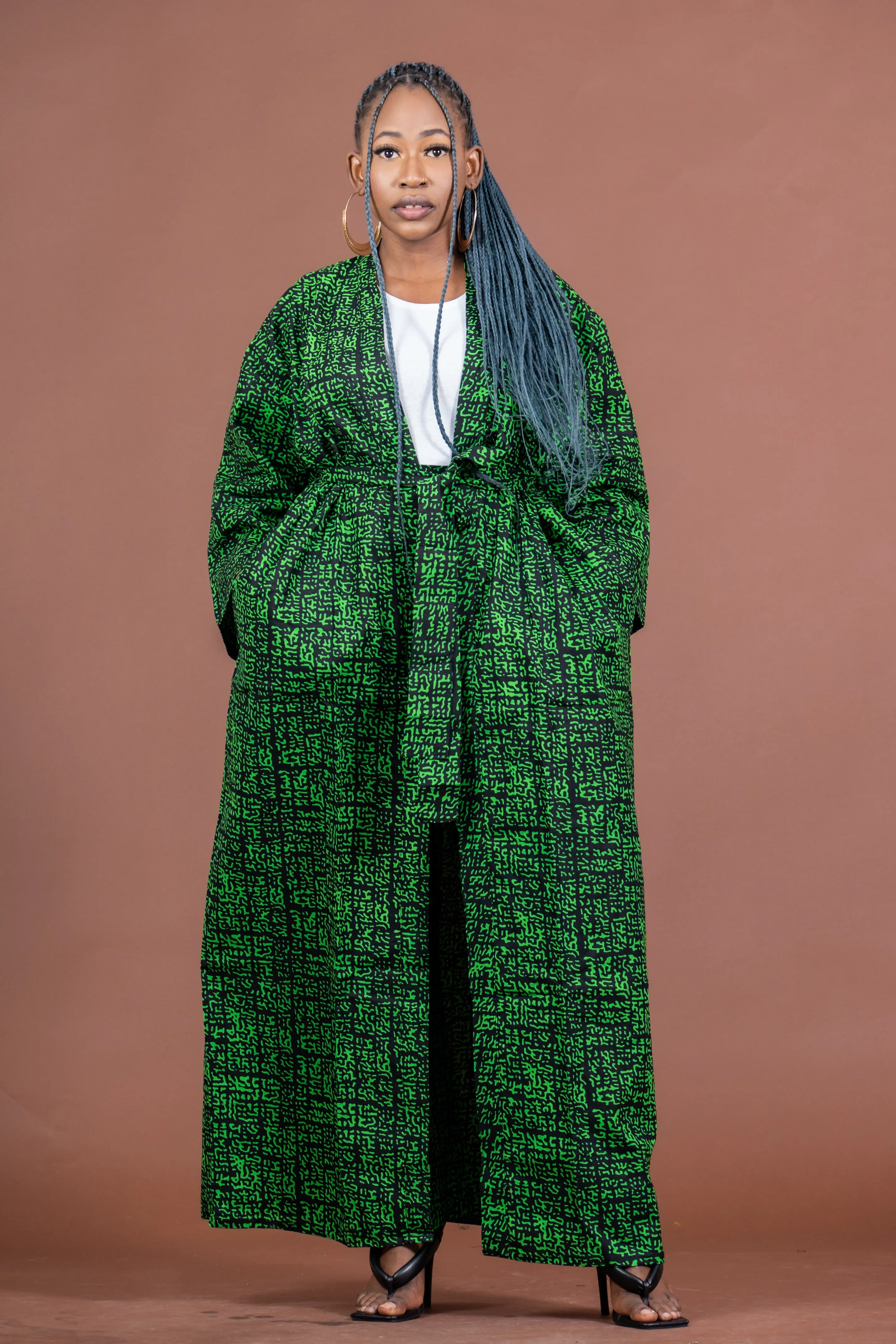 Adalyn Ankara High waisted Trouser | Green African Print