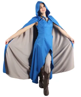 Adult Women’s Fantasy TV Drama Dragon Queen Blue Hooded Cape Costume | Multiple Size Options