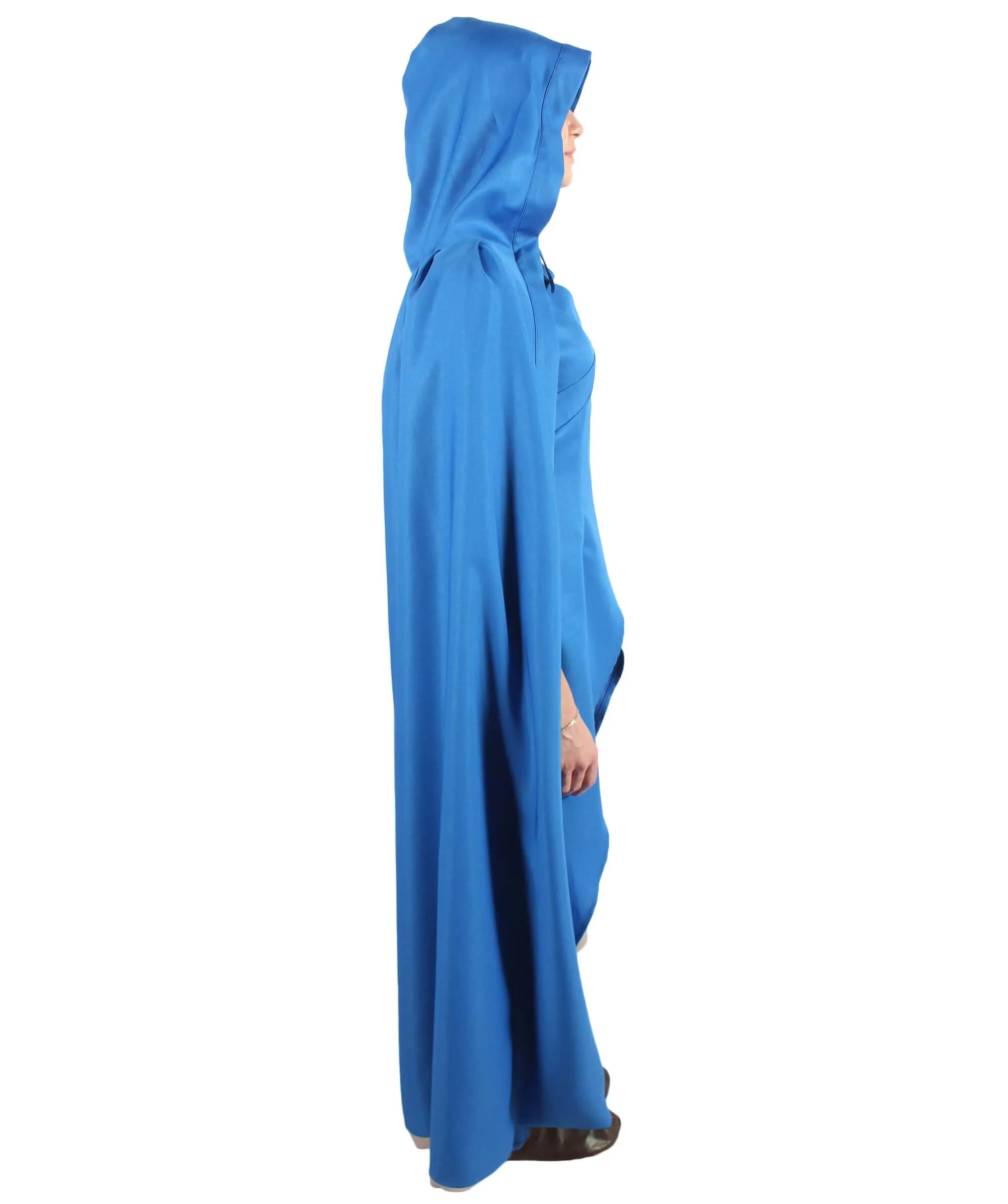 Adult Women’s Fantasy TV Drama Dragon Queen Blue Hooded Cape Costume | Multiple Size Options