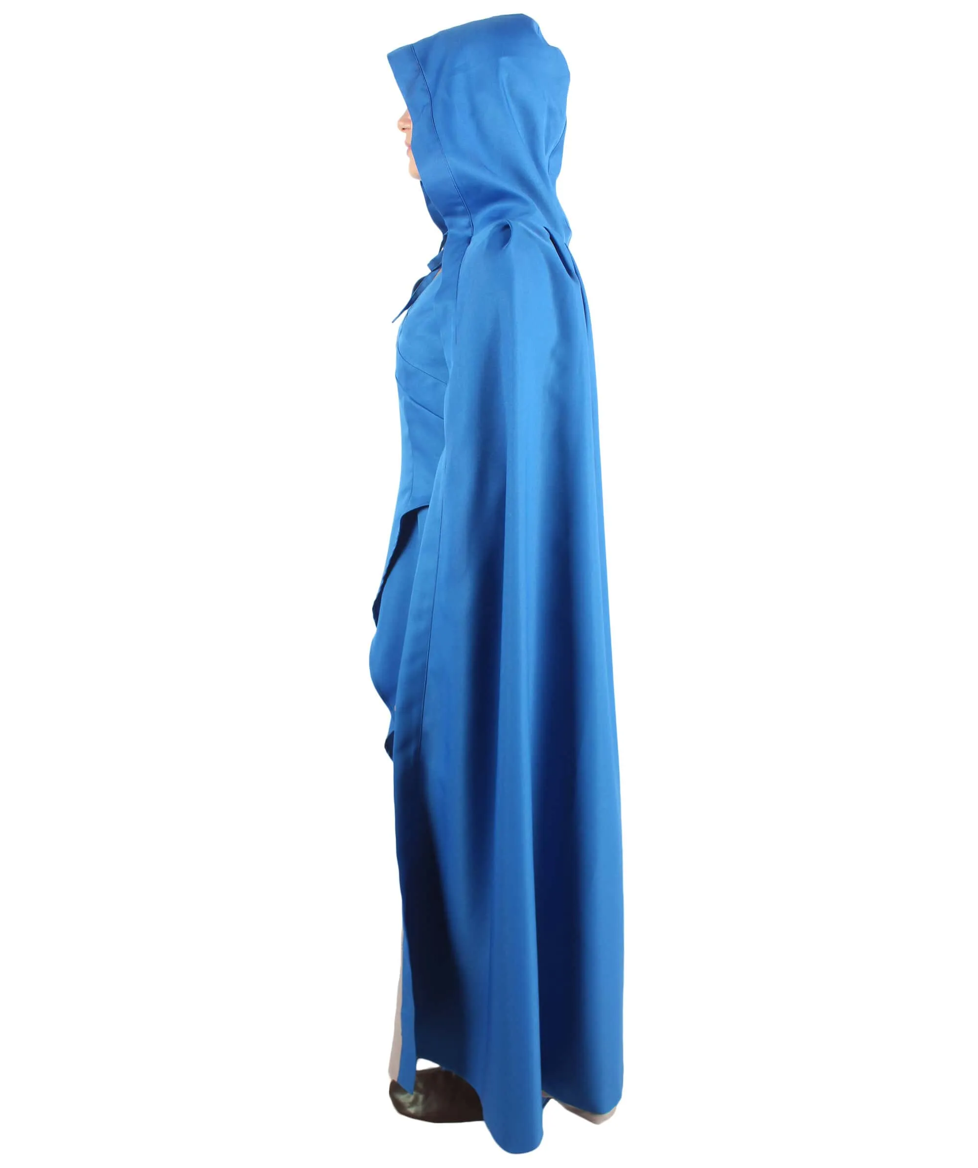 Adult Women’s Fantasy TV Drama Dragon Queen Blue Hooded Cape Costume | Multiple Size Options