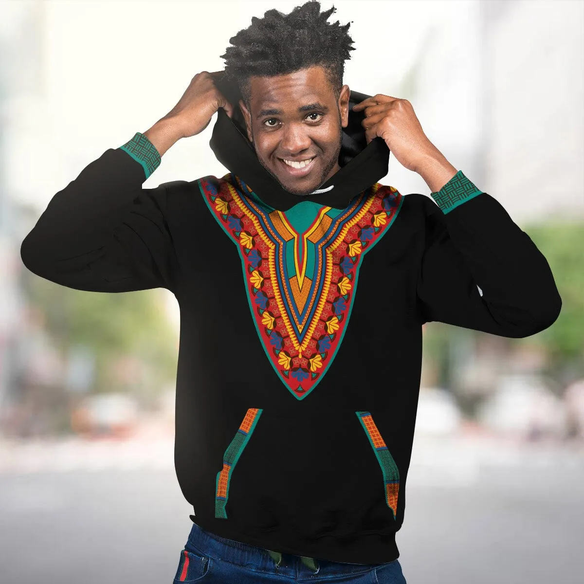 African-Inspired Patterns Printed All-over Hoodie