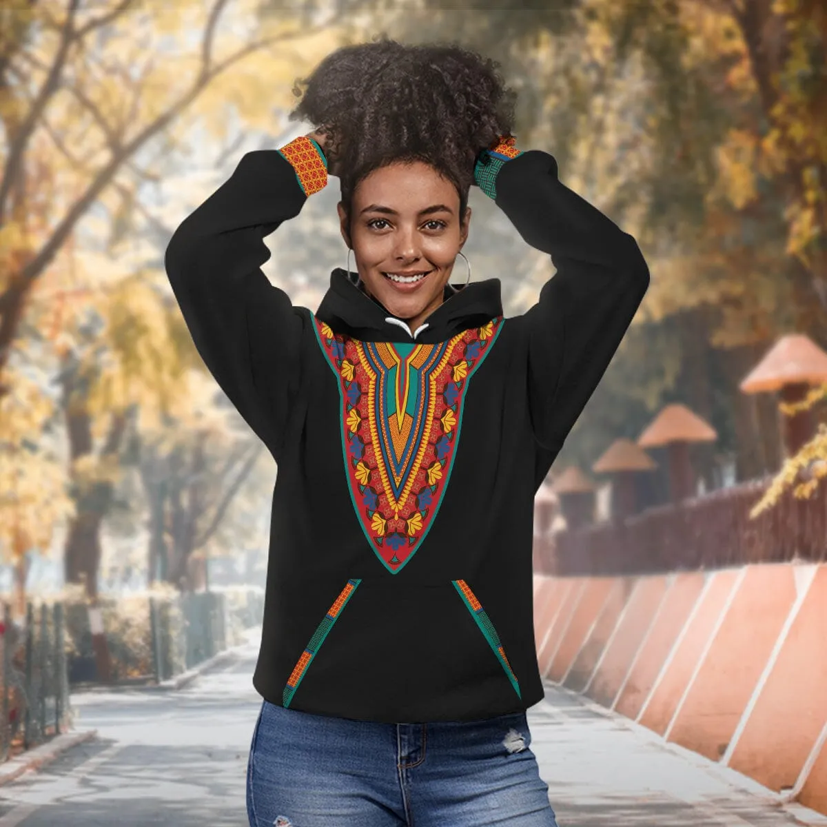 African-Inspired Patterns Printed All-over Hoodie