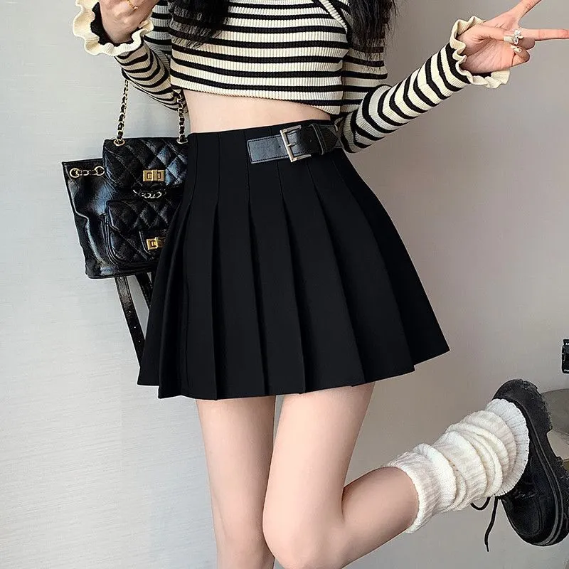 Aiertu tailgate outfit black women Khaki Hot Girl Skirt JK Pleated Skirt Women's Autumn and Winter High Waist Skirt Fluffy A- line Skirt