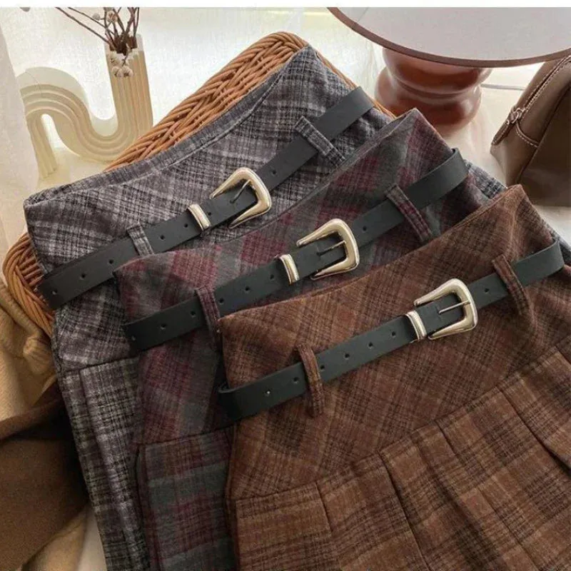 Aiertu Vintage Plaid Skirt Women Preppy Style Kawaii Pleated Skirt Korean Fashion Autumn Winter A-line Streetwear Mini Skirts