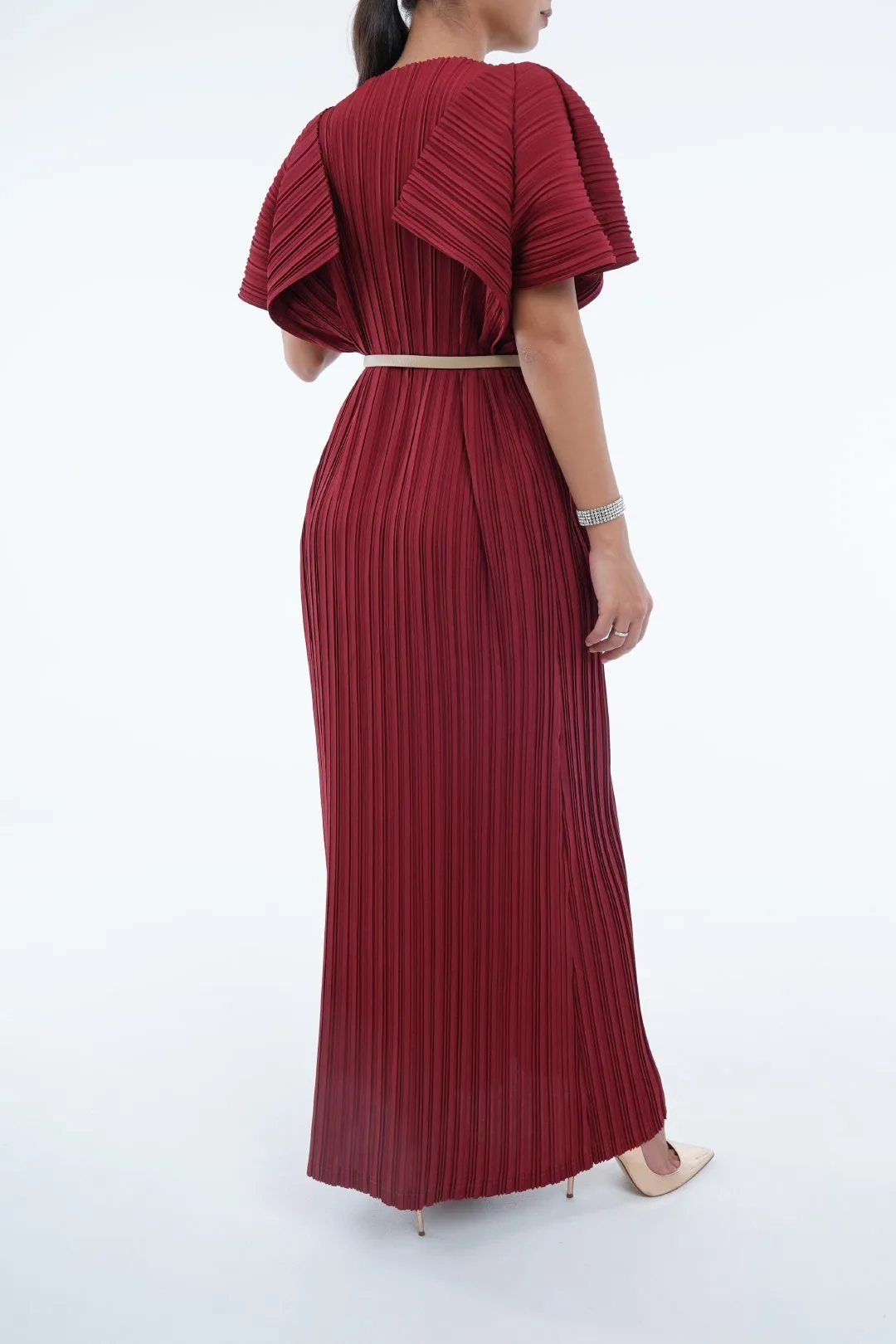 Aisha Long Dress with Folded Sleeve