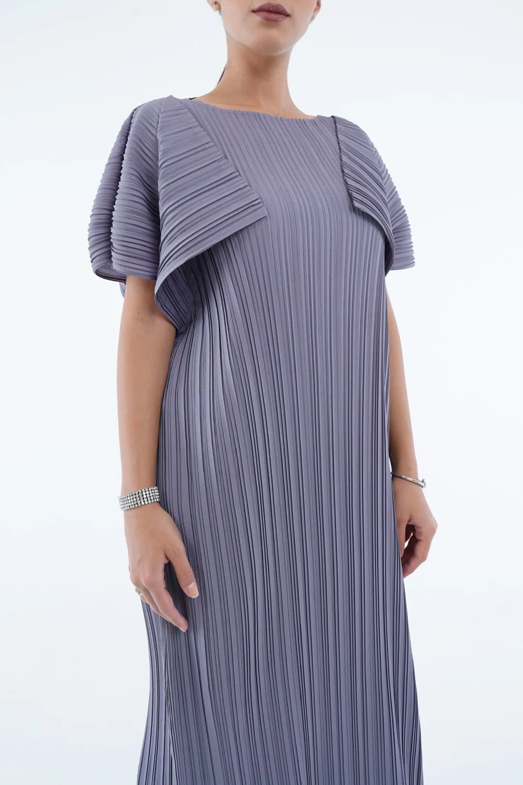 Aisha Long Dress with Folded Sleeve