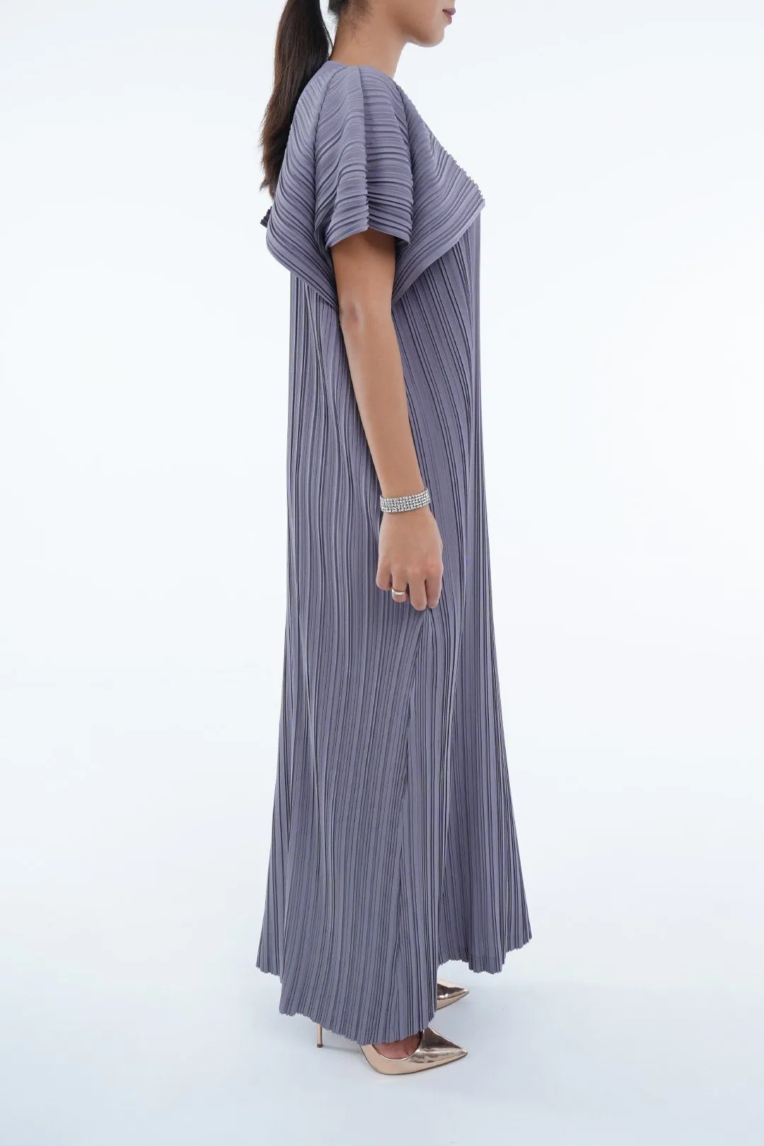 Aisha Long Dress with Folded Sleeve