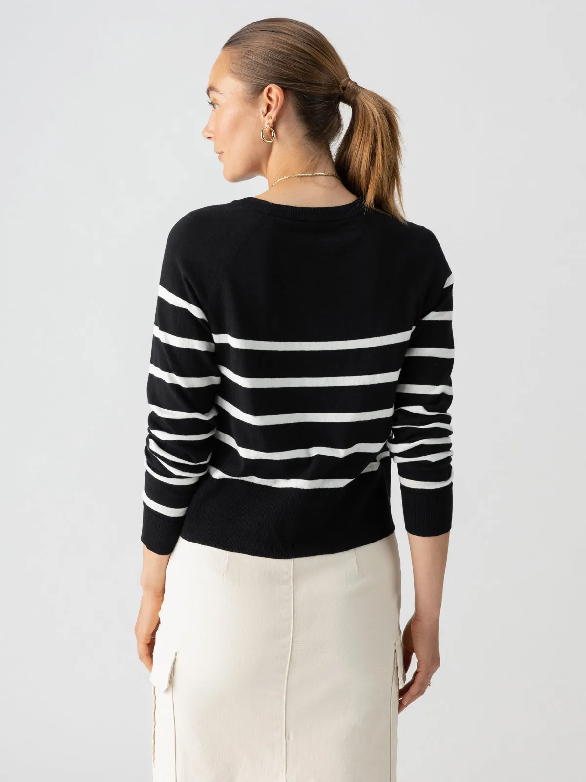 All Day Long Sweater Black Chalk Stripe