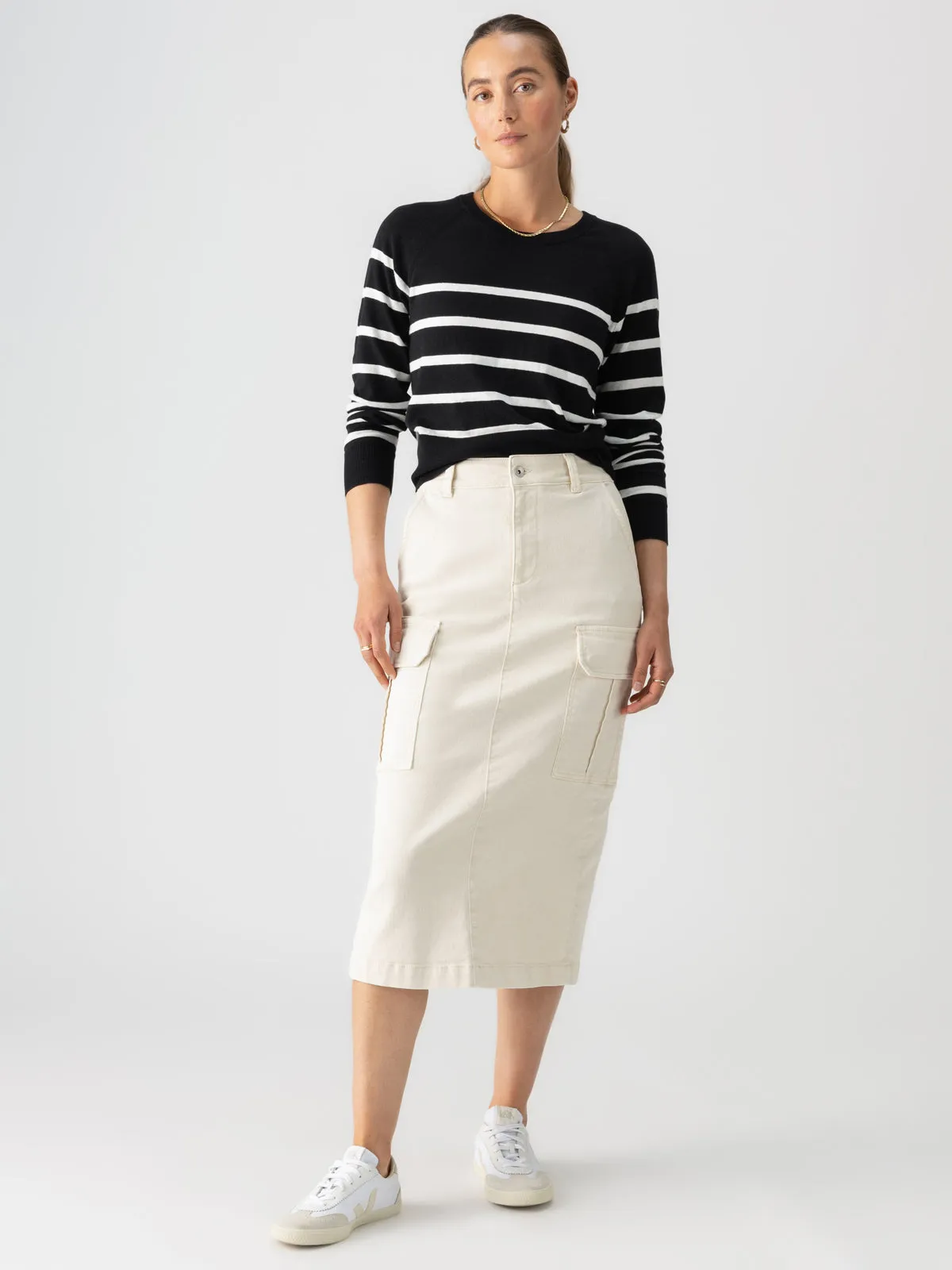 All Day Long Sweater Black Chalk Stripe