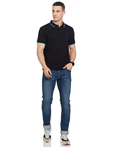 Allen Solly Men Solid regular fit T-Shirt(ASKPQRGFS83162_Black_XL)