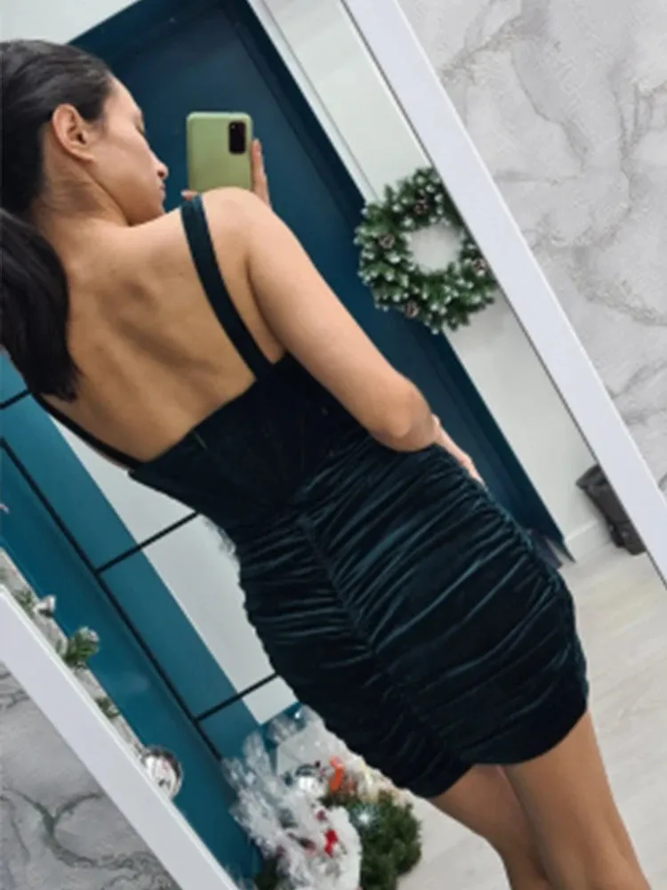 Amozae--hoco dresses High Quality Summer Velvet Bodycon Dress Women 2024 New Arrivals Lined Green Party Dress Sexy Celebrity Evening Club Night Dress