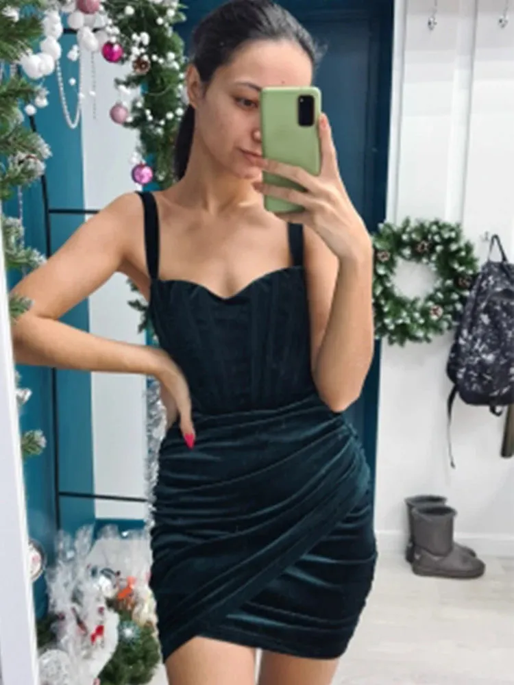 Amozae--hoco dresses High Quality Summer Velvet Bodycon Dress Women 2024 New Arrivals Lined Green Party Dress Sexy Celebrity Evening Club Night Dress