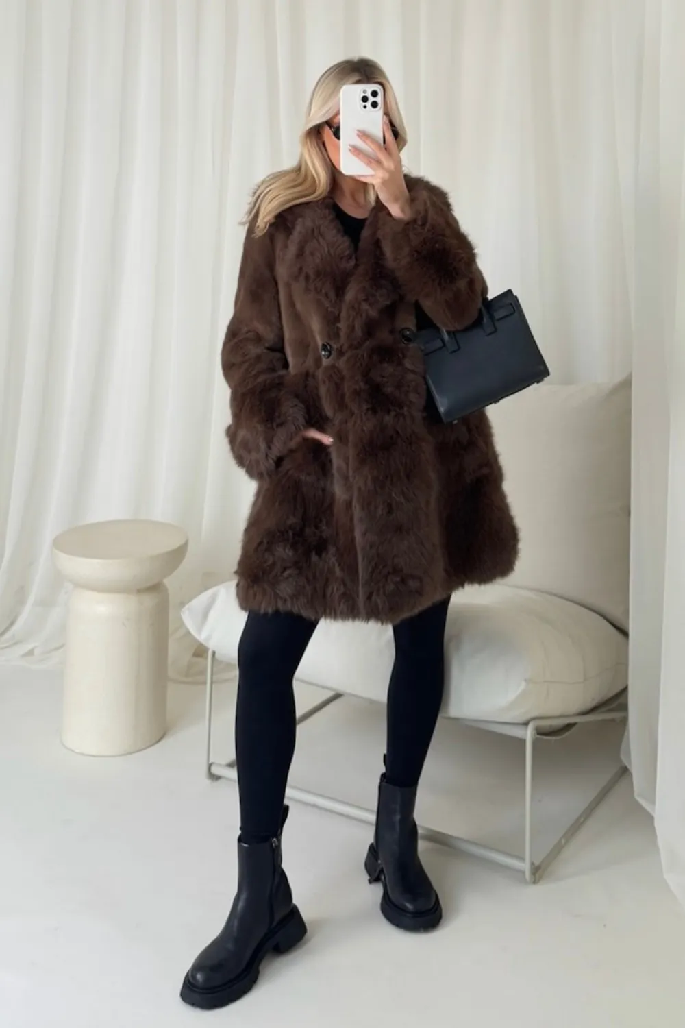 Anastasia chocolate faux fur coat