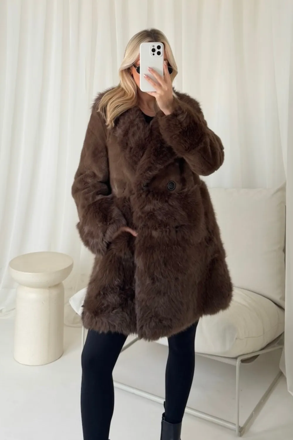 Anastasia chocolate faux fur coat