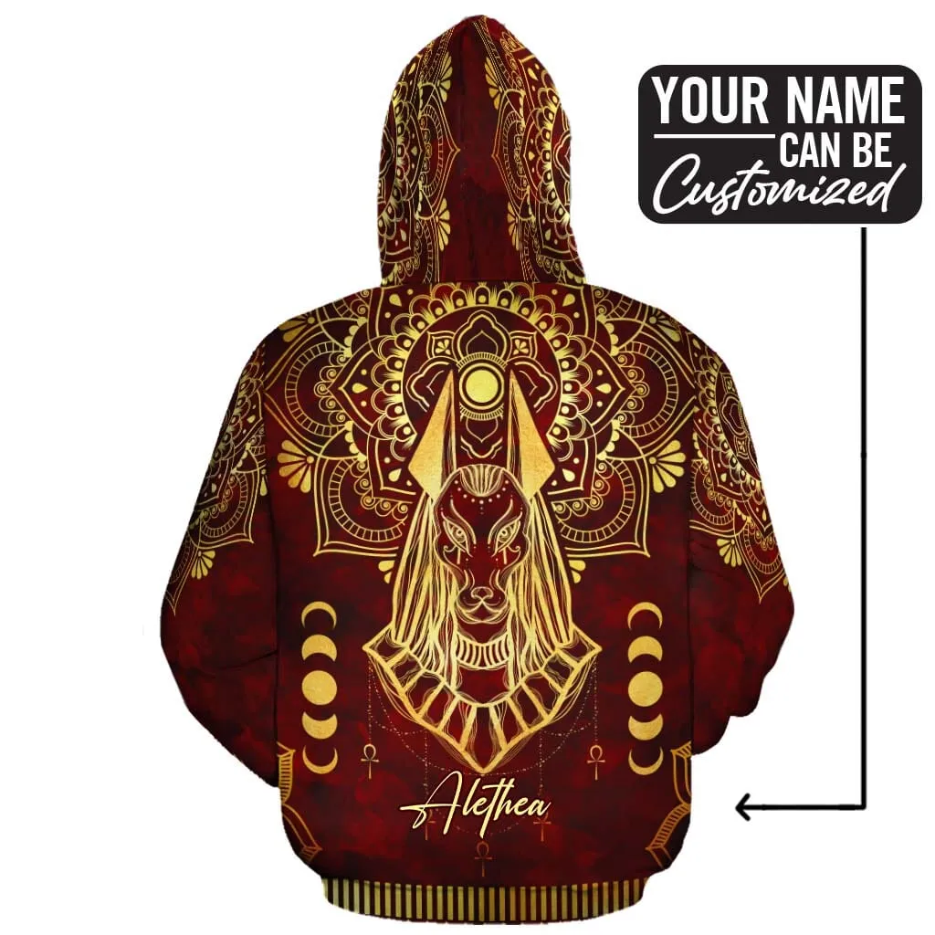 Anubis Pattern In Red All-over Hoodie