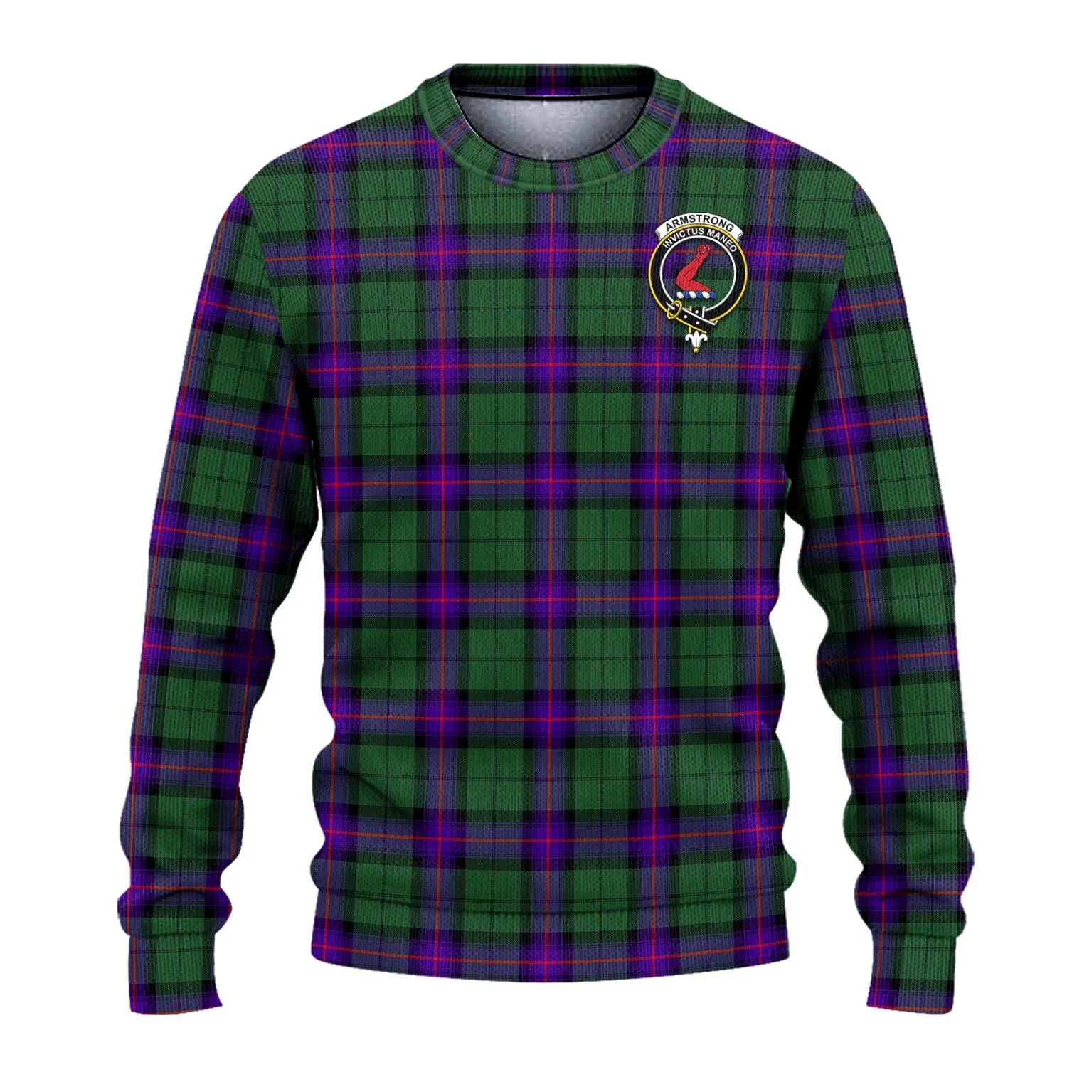 Armstrong Modern Tartan Ugly Sweater with Family Crest