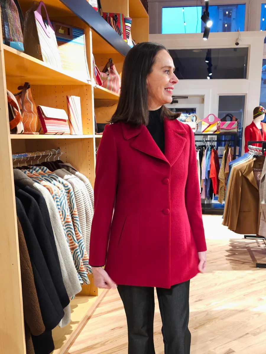 Baby Alpaca Classic Blazer Coat - Red