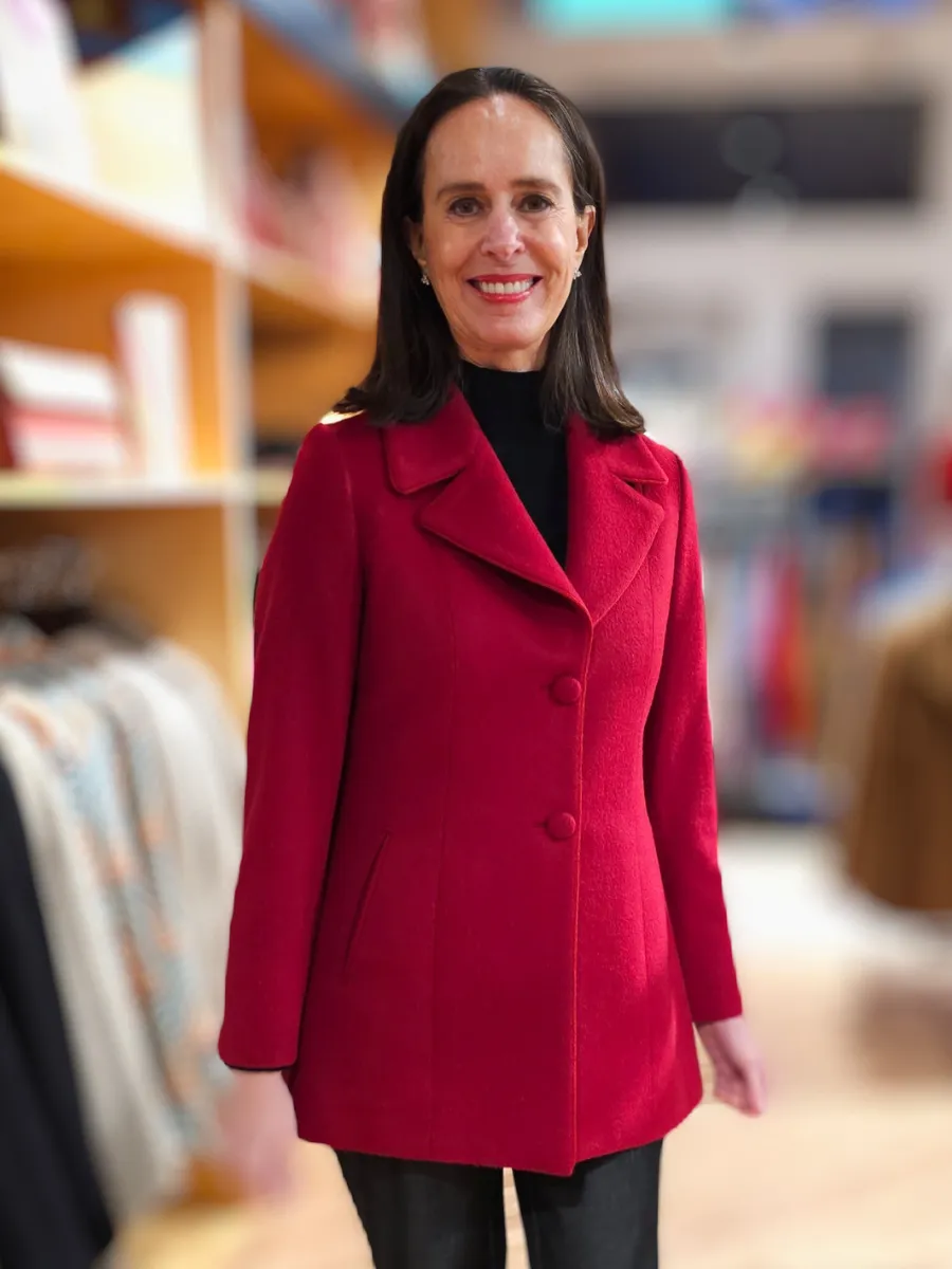 Baby Alpaca Classic Blazer Coat - Red