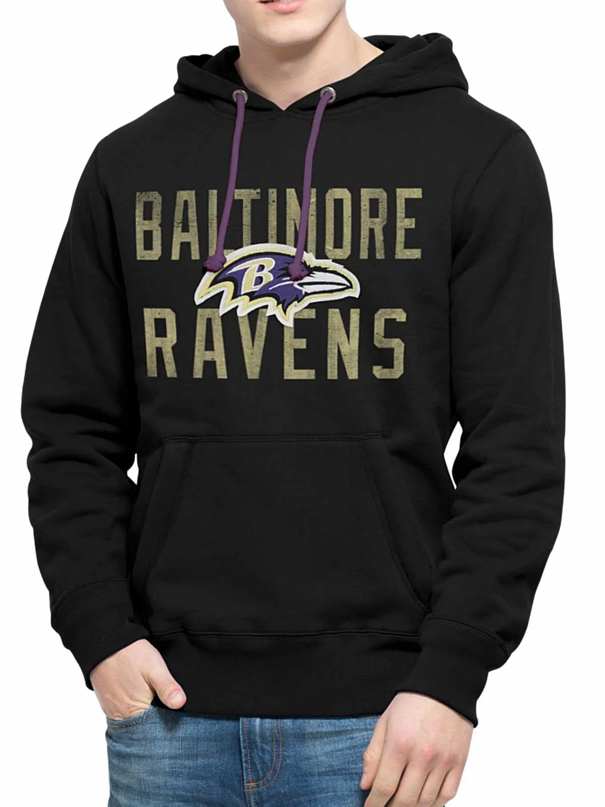 Baltimore Ravens 47 Brand Black Cross-Check Pullover Hoodie Sweatshirt