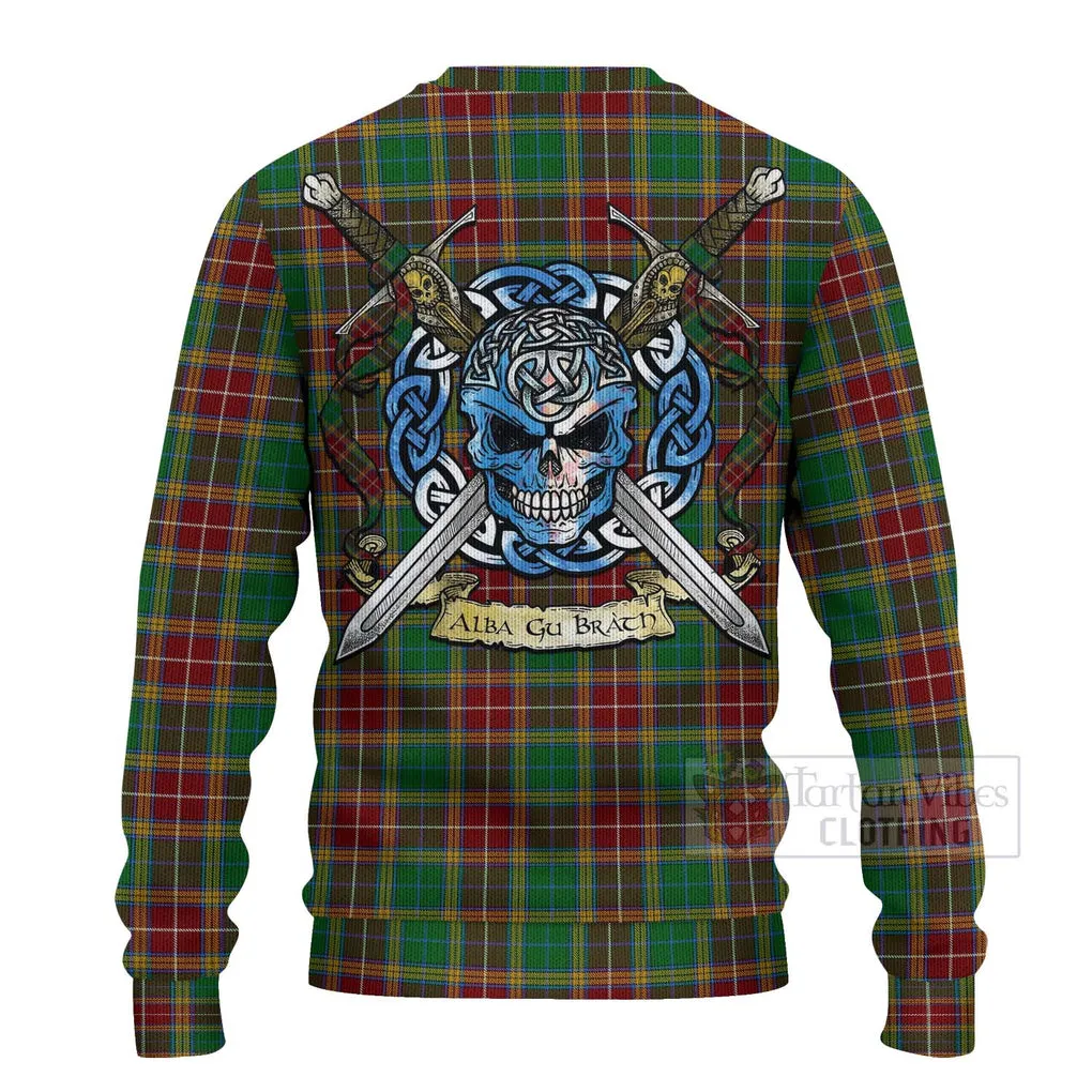 Baxter Tartan Ugly Sweater with Family Crest Celtic Skull Style