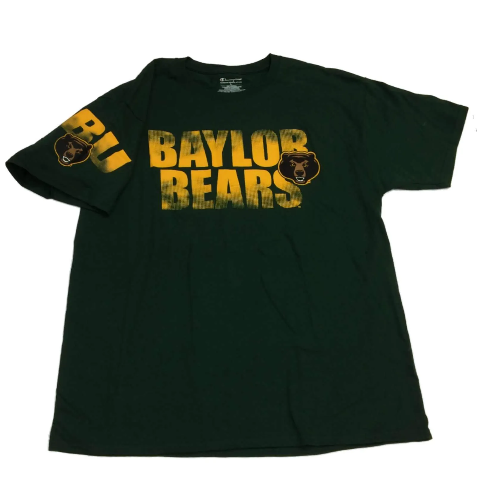 Baylor Bears Champion Green Gradiend Logo Short Sleeve Crew Neck T-Shirt (L)