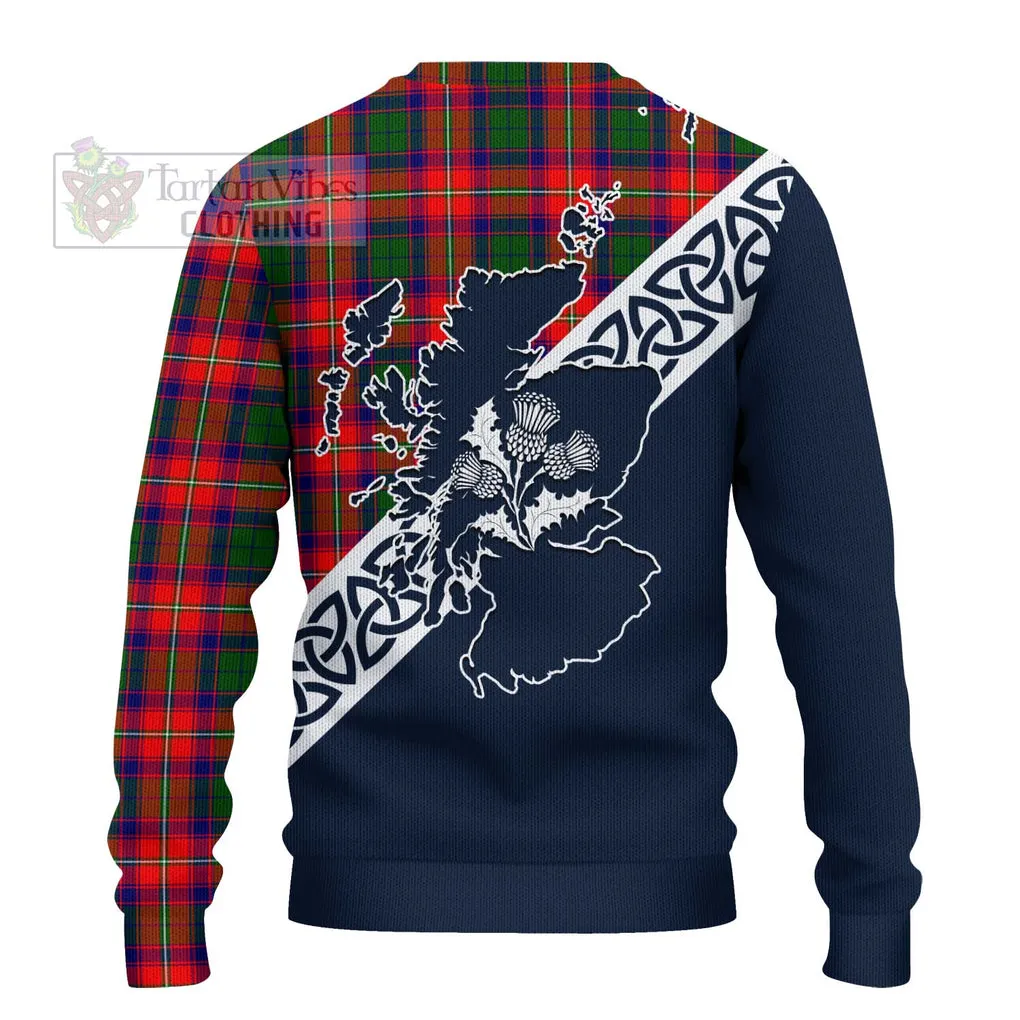 Belshes (Belsches) Tartan Ugly Sweater Featuring Thistle and Scotland Map