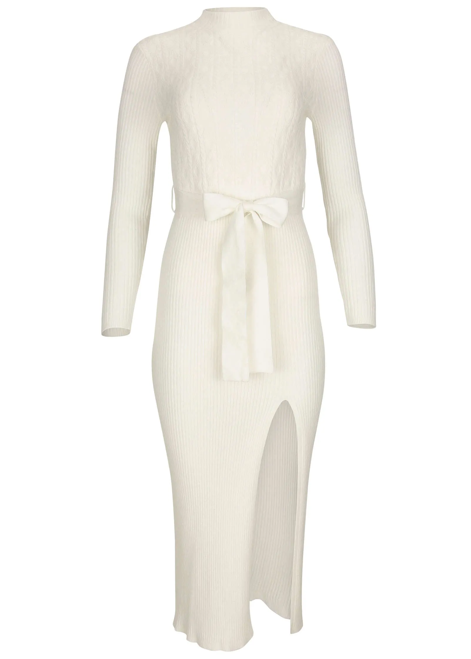 Belted Maxi Sweater Dress - Off White