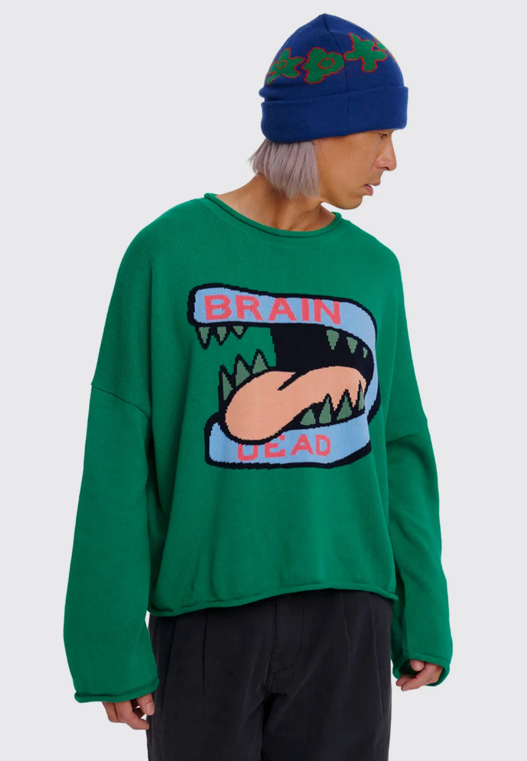 Big Bite Oversized Cropped Boxy Sweater - Green