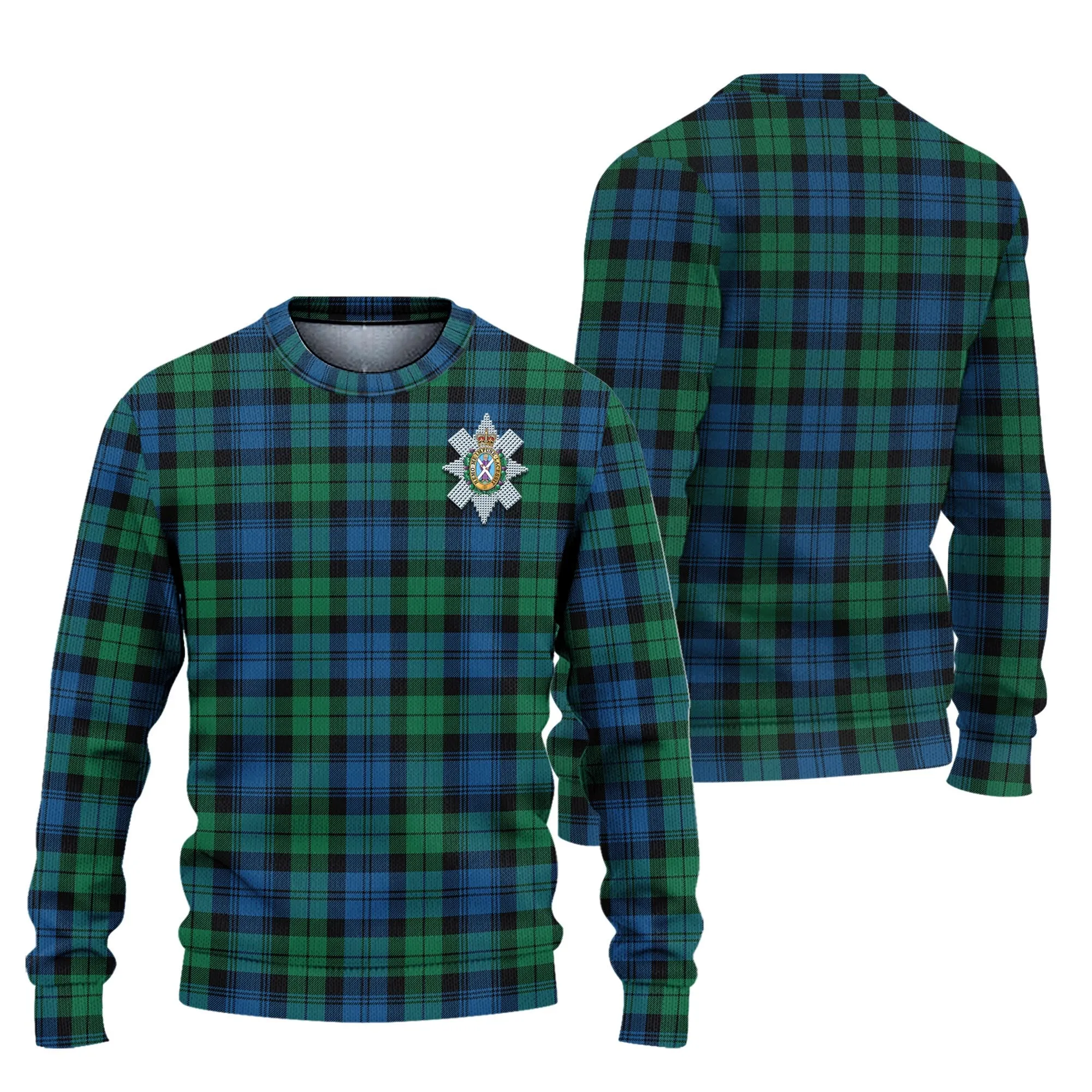 Black Watch Ancient Tartan Ugly Sweater with Family Crest