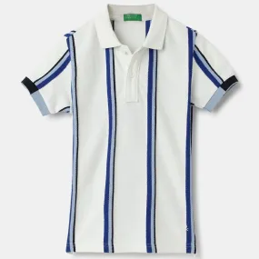 Blue Striped Regular Fit Polo T-Shirt