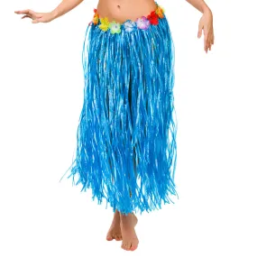 Blue Hawaiian Grass Skirt Flower Waist 80 cm