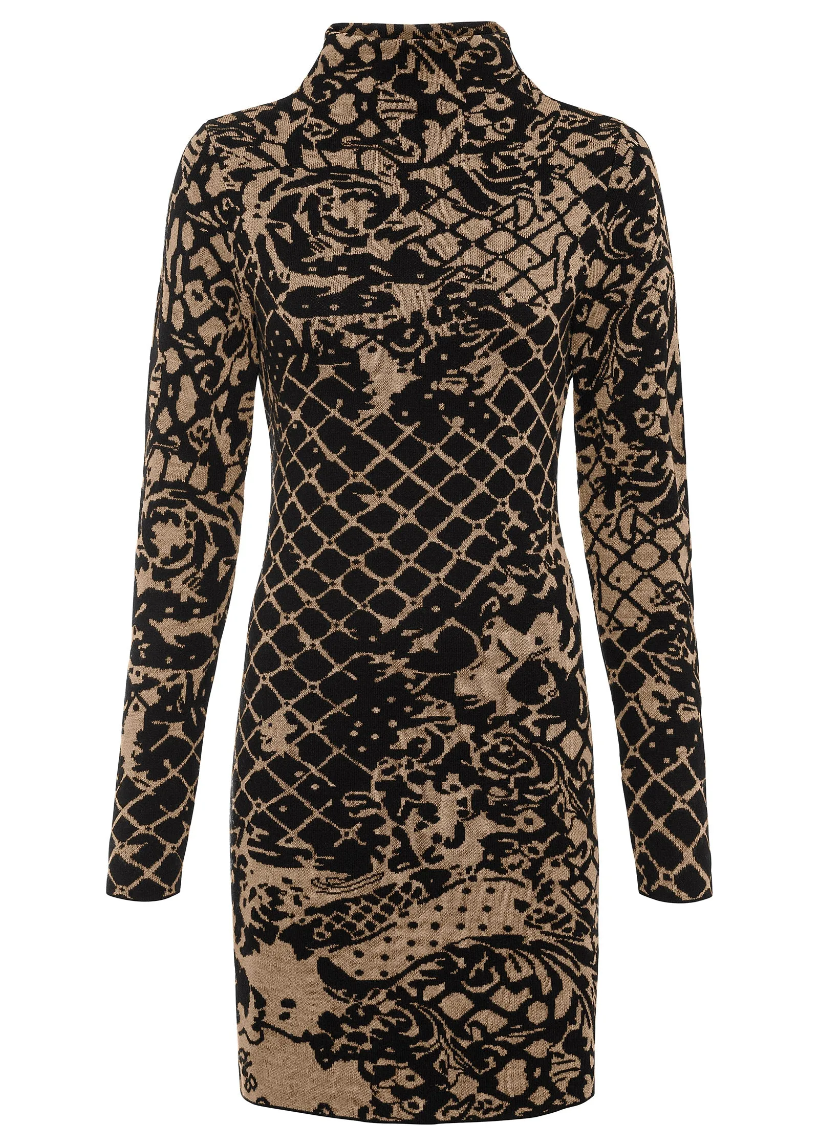 Bodycon Sweater Dress - Black Multi