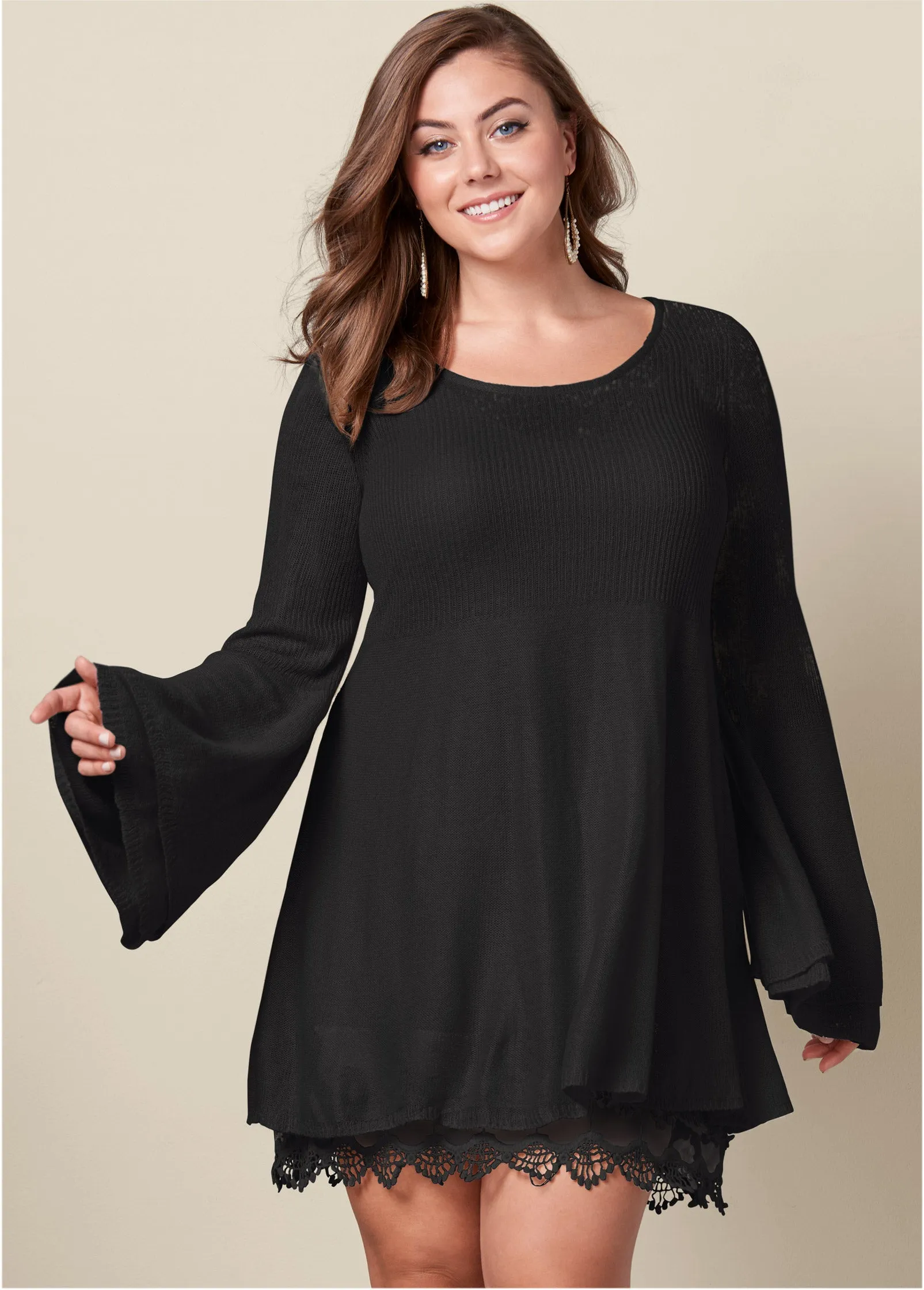 Boho Sweater Dress - Black