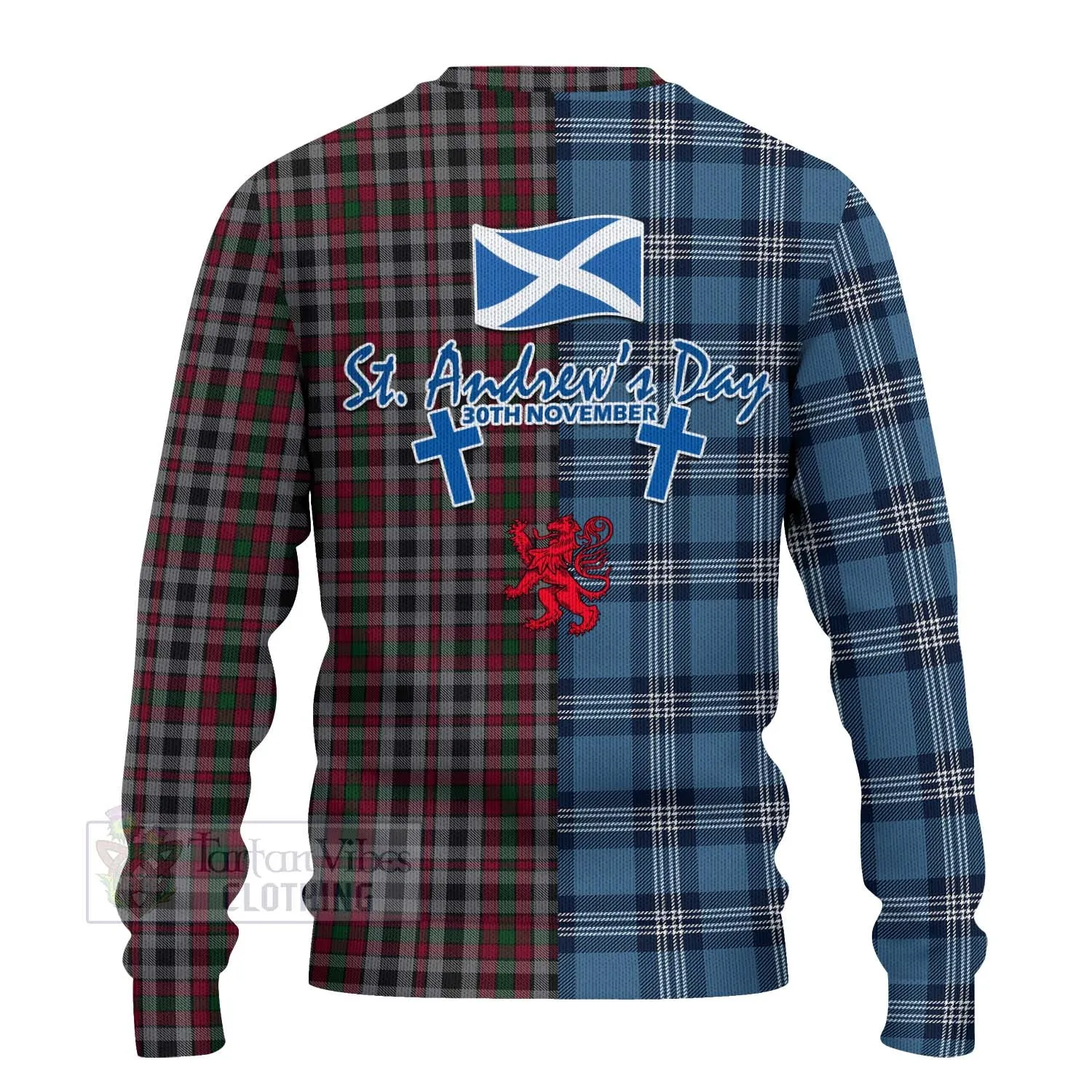 Borthwick Tartan Knitted Sweater Happy St. Andrew's Day Half Tartan Style