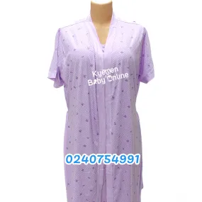 Breastfeeding Night Gown Plain Floral With Coat Purple (Yimiasha)