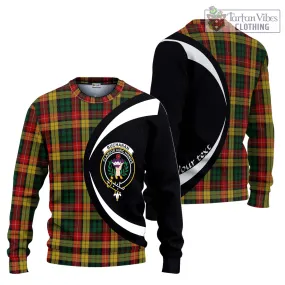 Buchanan Tartan Ugly Sweater with Family Crest Circle Style