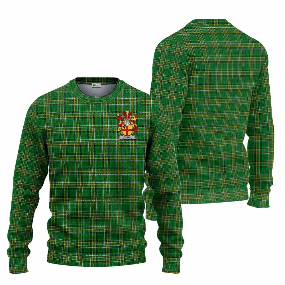 Burke Irish Clan Tartan Knitted Sweater with Coat of Arms