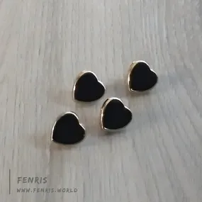 Buttons Black & Gold Enamel Heart