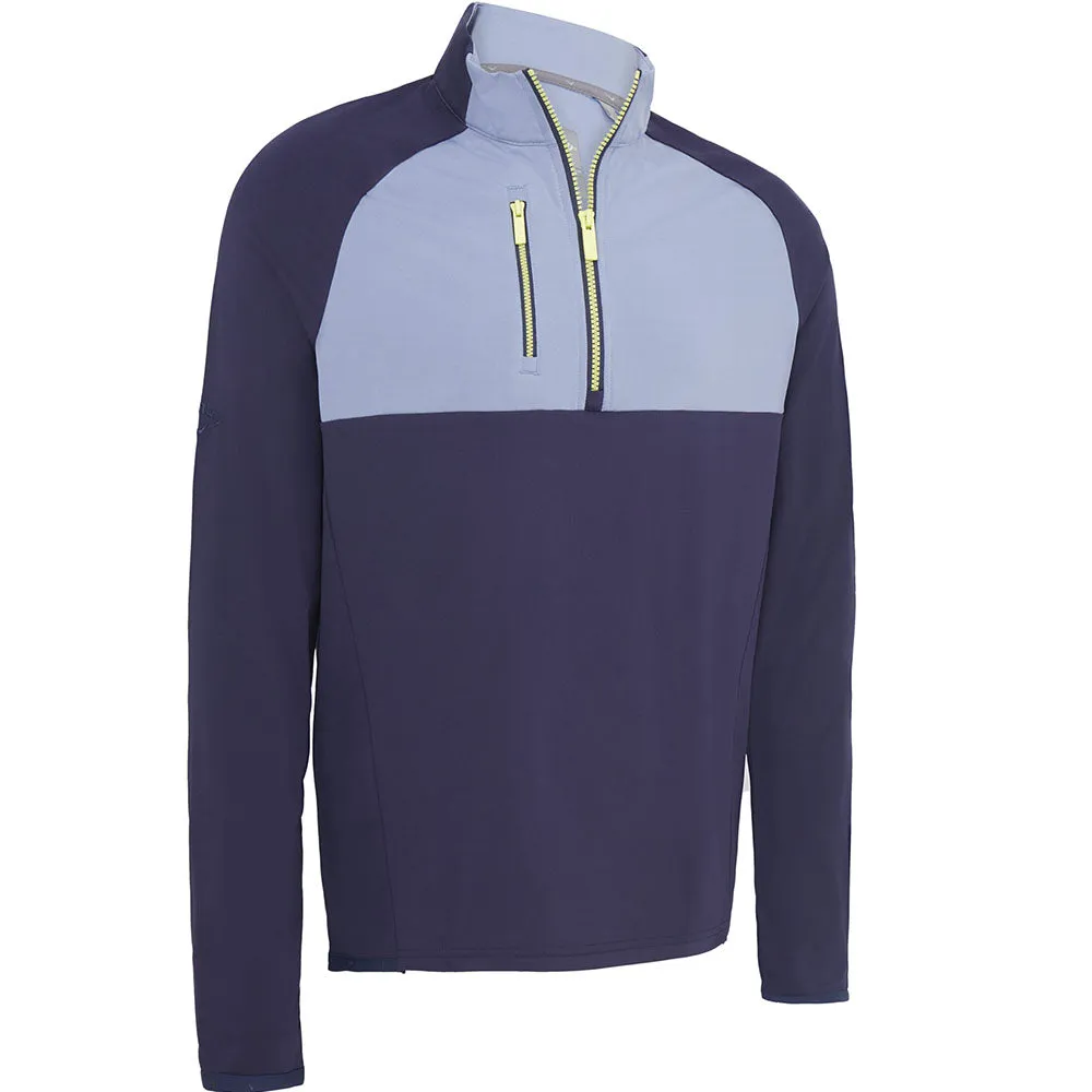 Callaway 1/4 Zip Colour Block Chev Print Pullover - Peacoat