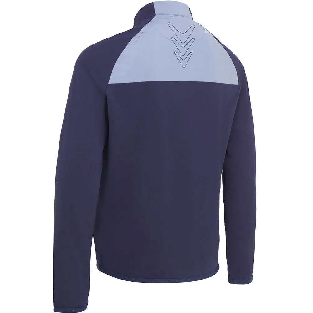 Callaway 1/4 Zip Colour Block Chev Print Pullover - Peacoat