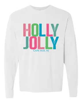 Cape May Holly Jolly Long Sleeve Tee - White